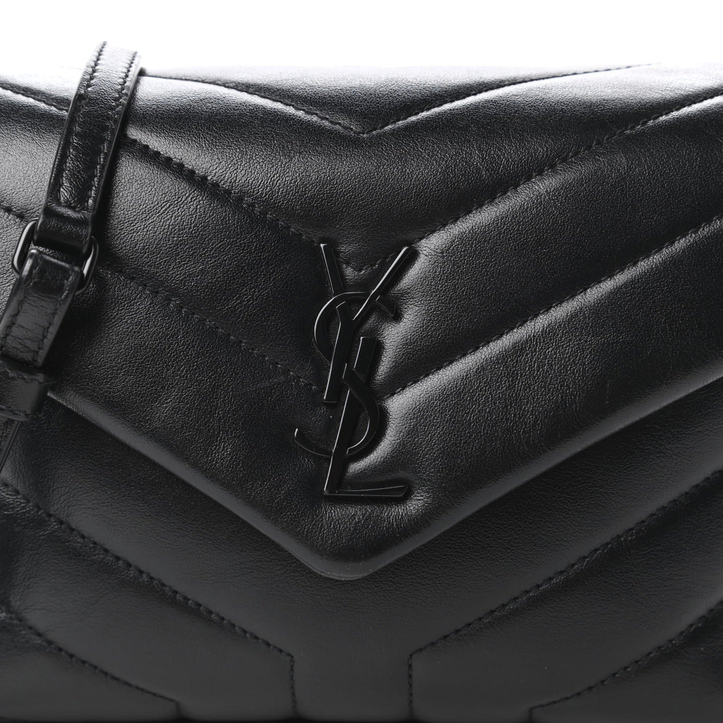 Calfskin Y Quilted Monogram Toy Loulou Crossbody Bag Black
