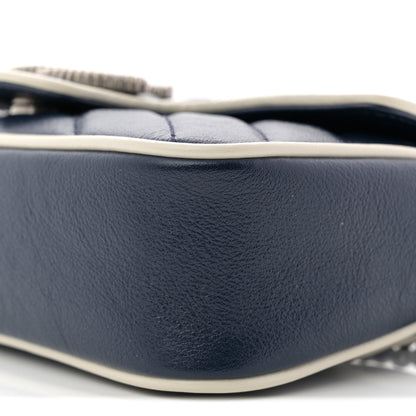 Gucci Vintage Effect Calfskin Matelasse Diagonal Super Mini Torchon GG Marmont Shoulder Bag Blue Agata Mystic White 10 of 10