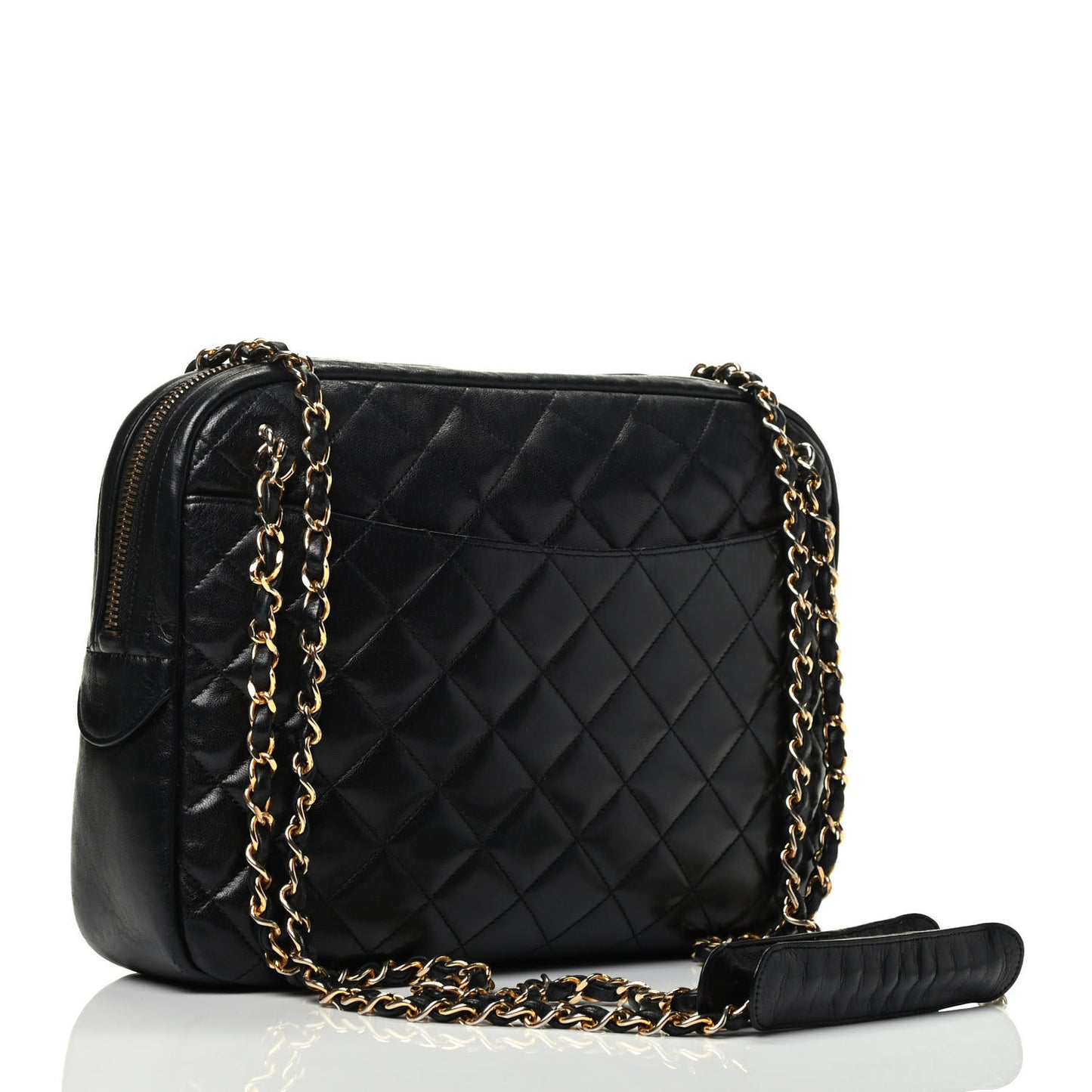 Lambskin Quilted Medium Camera Case Black