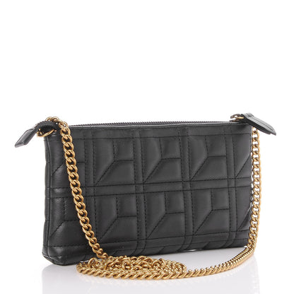 Gucci Calfskin Matelasse Mini Pearly GG Marmont Chain Bag Black 3 of 7