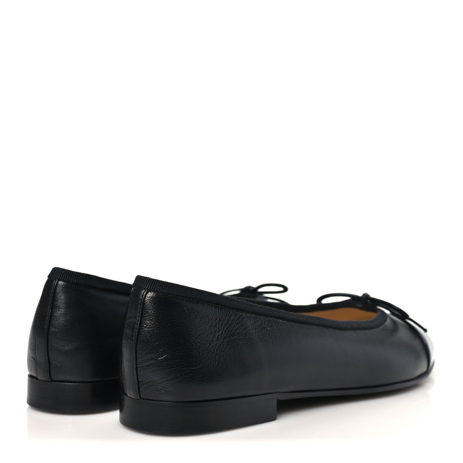 Chanel Lambskin Patent Cap Toe Ballerina Flats 37.5 Black 5 of 8