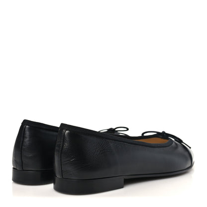 Chanel Lambskin Patent Cap Toe Ballerina Flats 37.5 Black 5 of 8