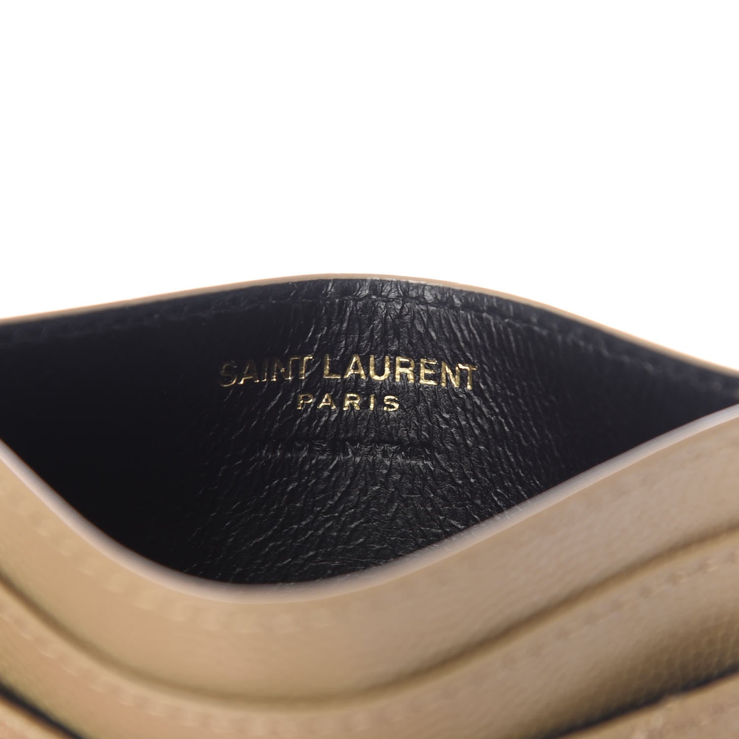 Saint Laurent Grain De Poudre Matelasse Chevron Monogram Credit Card Case Dark Latte 6 of 8