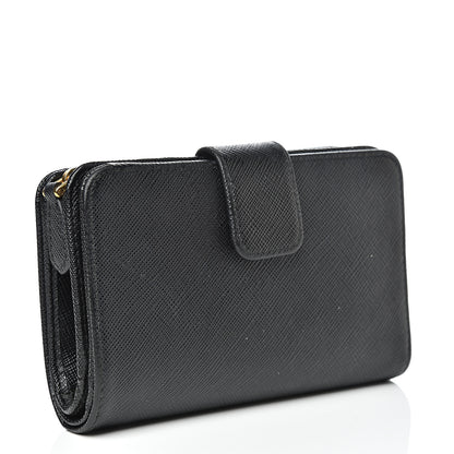 Prada Saffiano Metal Compact Wallet Black 2 of 8