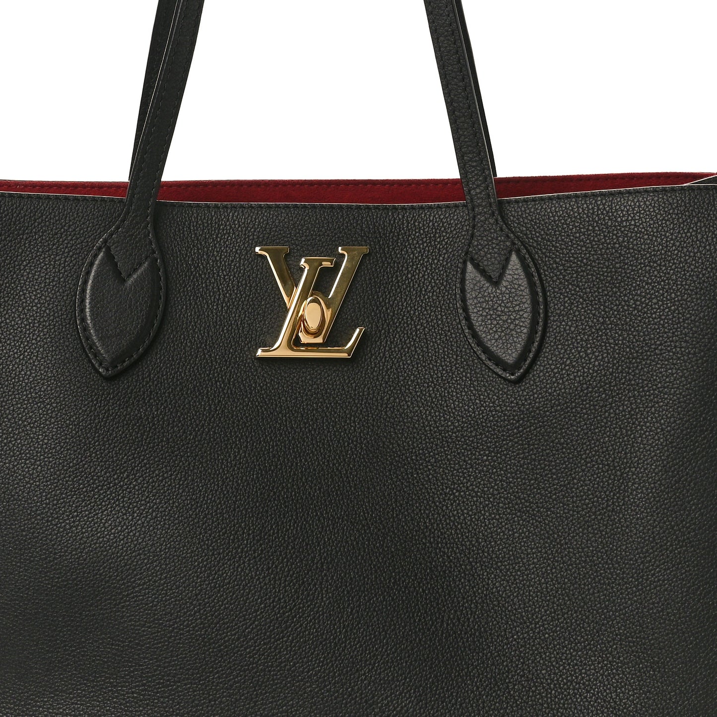Grained Calfskin Lockme Shopper Black