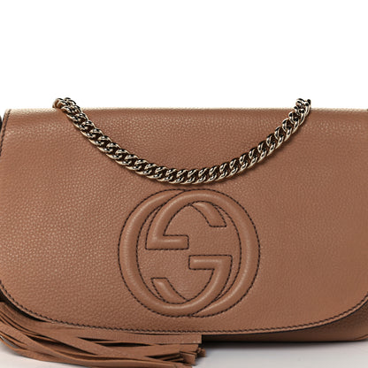 Gucci Pebbled Calfskin Medium Soho Flap Crossbody Camelia 9 of 12