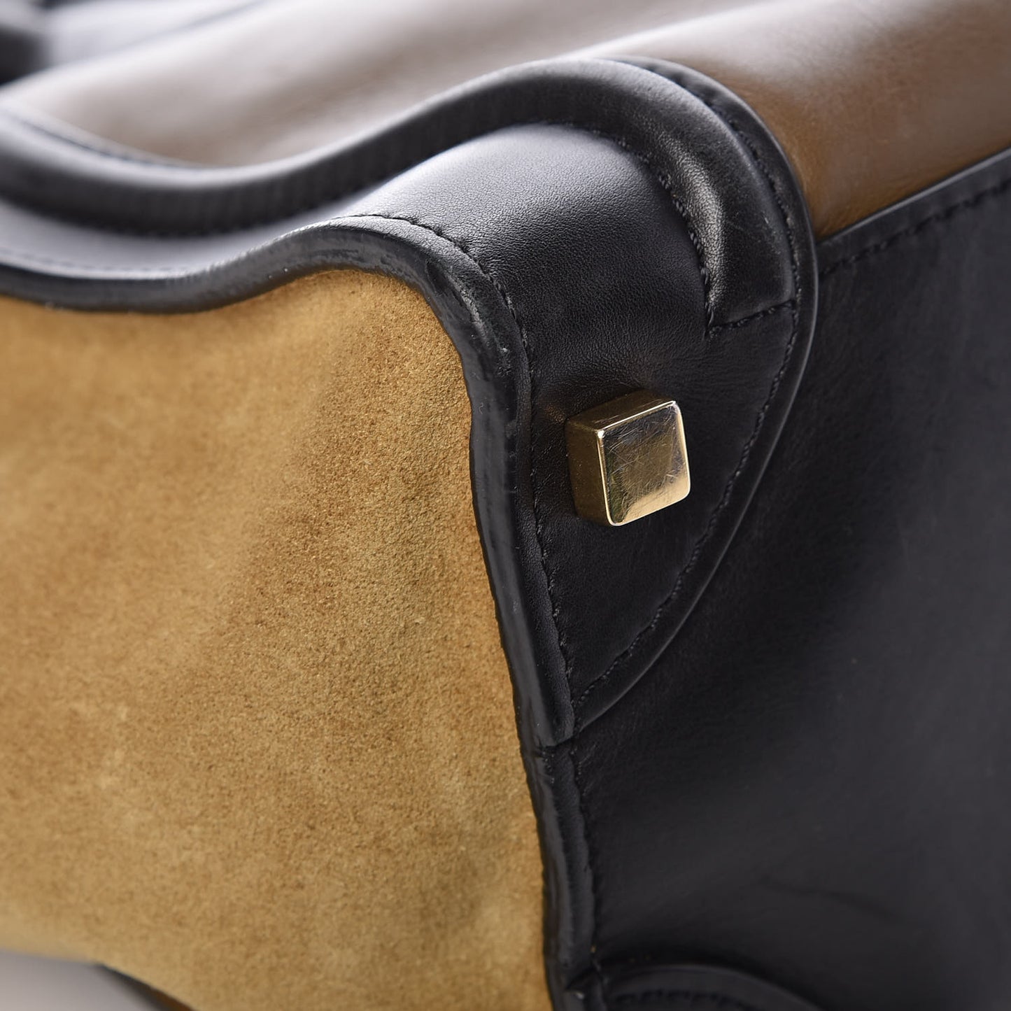 Smooth Calfskin Suede Micro Tri-Color Luggage Almond