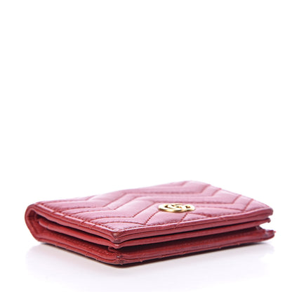 Gucci Calfskin Matelasse GG Marmont Card Case Hibiscus Red 4 of 10