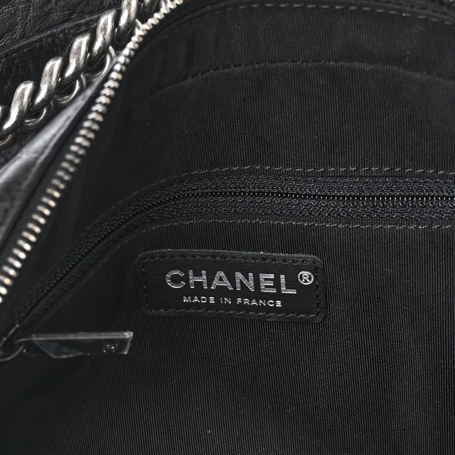 Crumpled Calfskin Quilted Medium Casual Rock Flap Black
