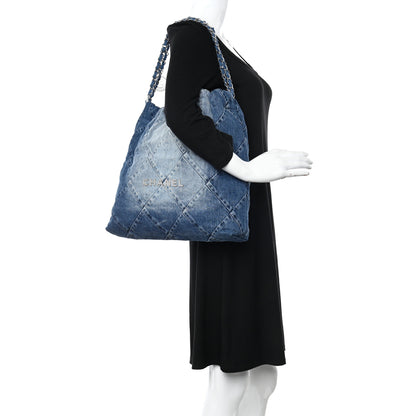 Chanel Denim Quilted Chanel 22 Blue 2 of 11
