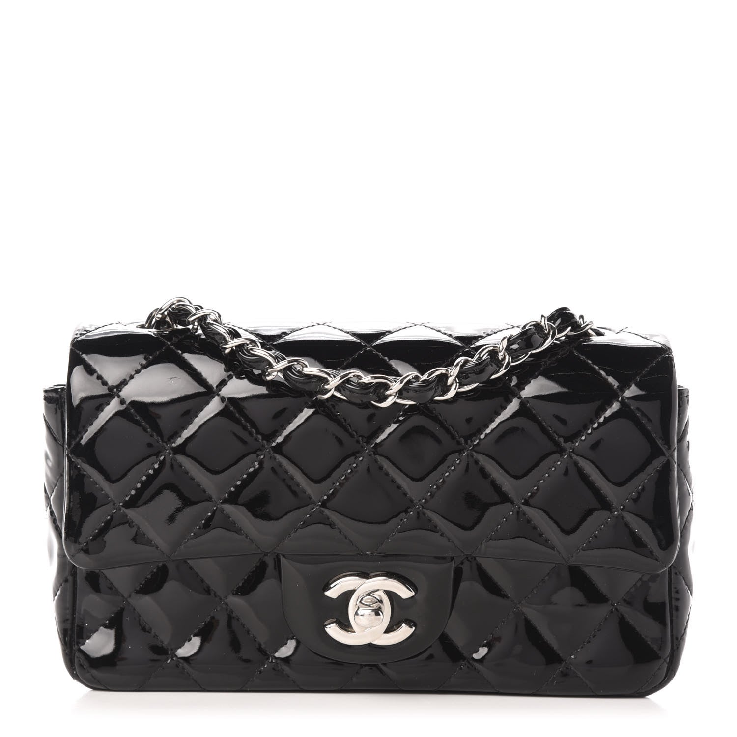 Chanel Patent Calfskin Quilted Mini Rectangular Flap Black 1 of 13