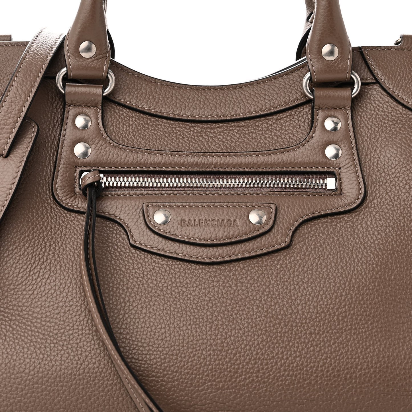 Grained Calfskin Silver Hardware Neo Classic City Mink Grey