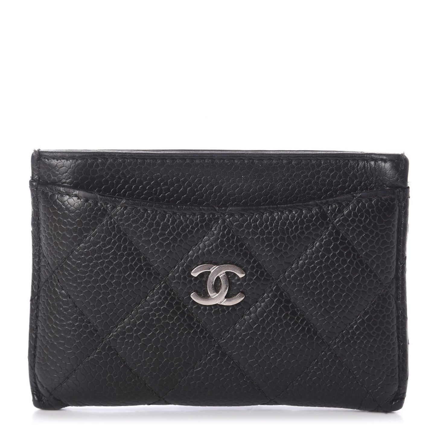 Caviar Quilted Card Holder Black