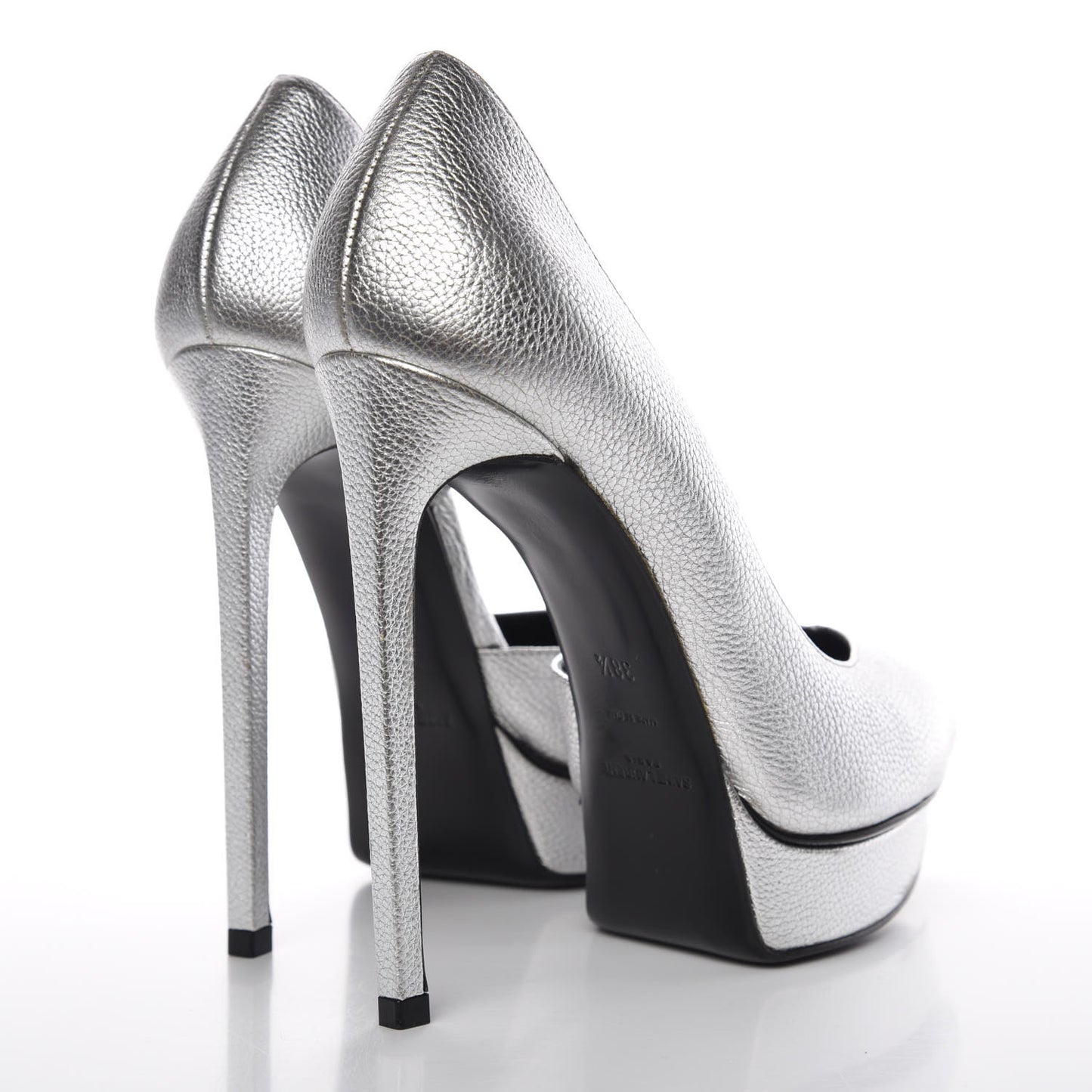Metallic Grained Calfskin Janis 105 D'Orsay Pumps 38.5 Argento