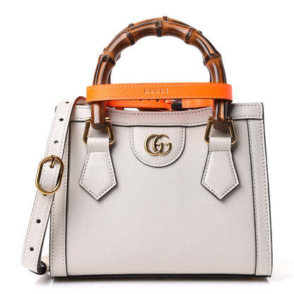 Gucci Wonka Grain Calfskin Mini Diana Tote Bag Mystic White Orange Fluo 1 of 13