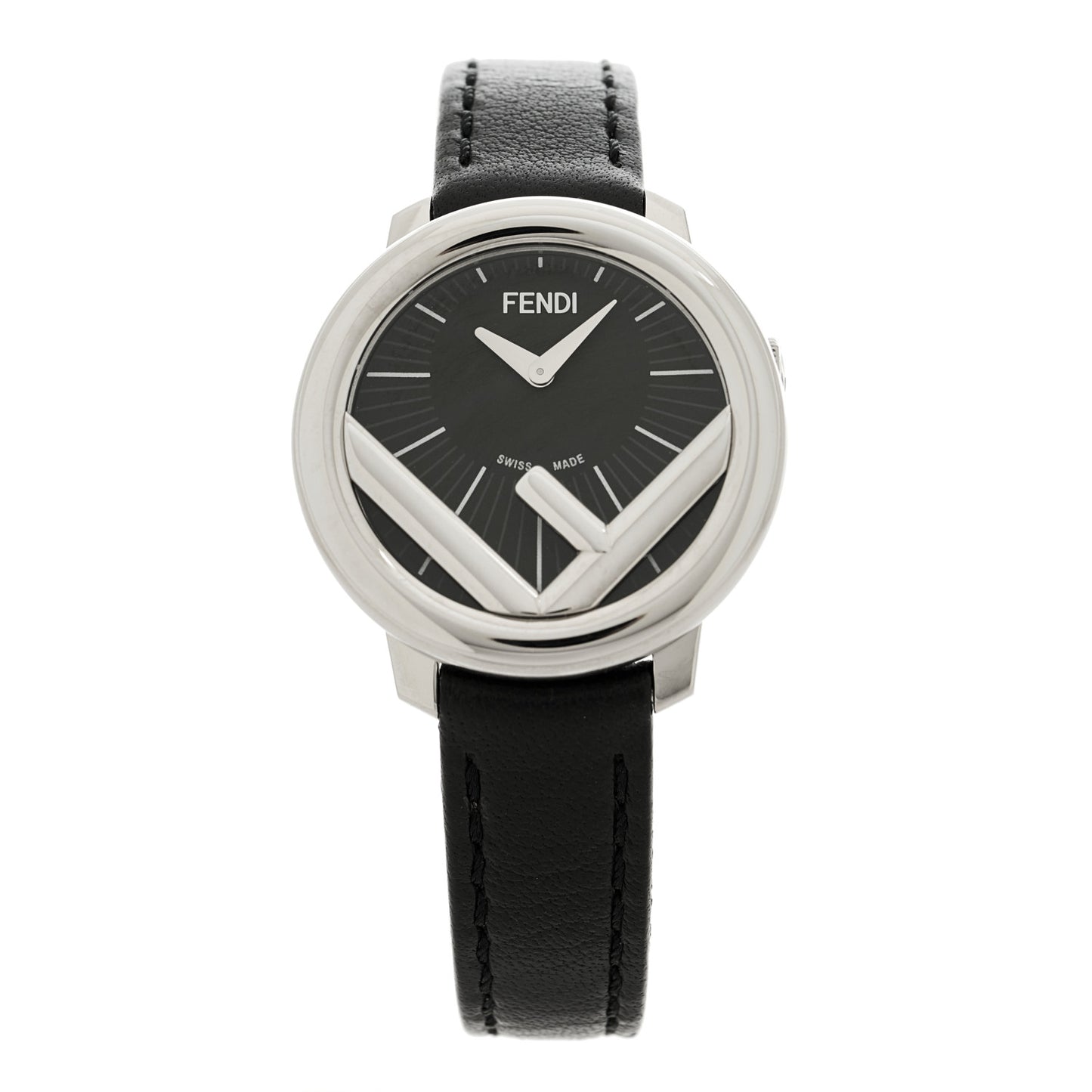 Stainless Steel Calfskin 28mm Run Away Quartz Watch Black