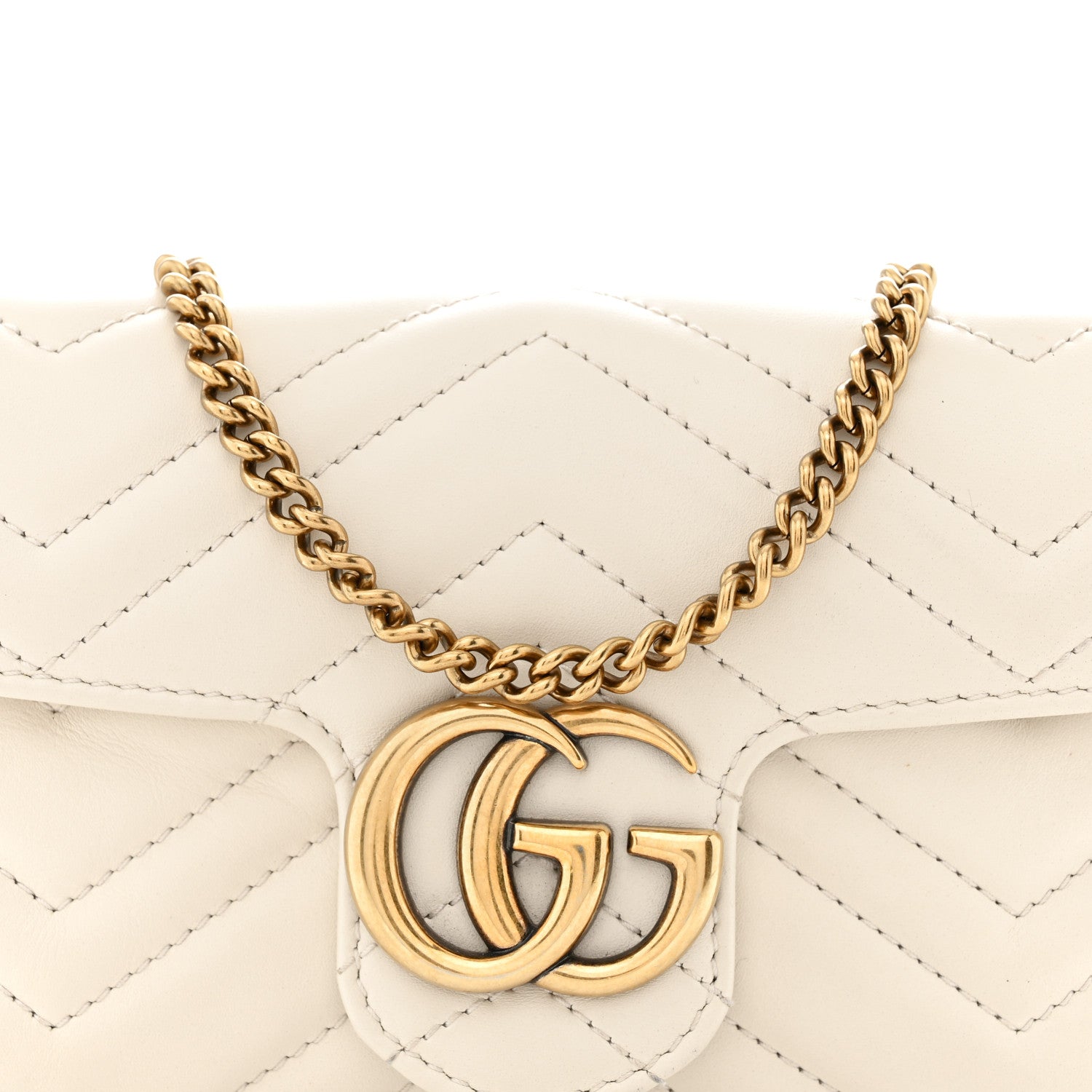 Gucci Calfskin Matelasse Super Mini GG Marmont Shoulder Bag White 8 of 11