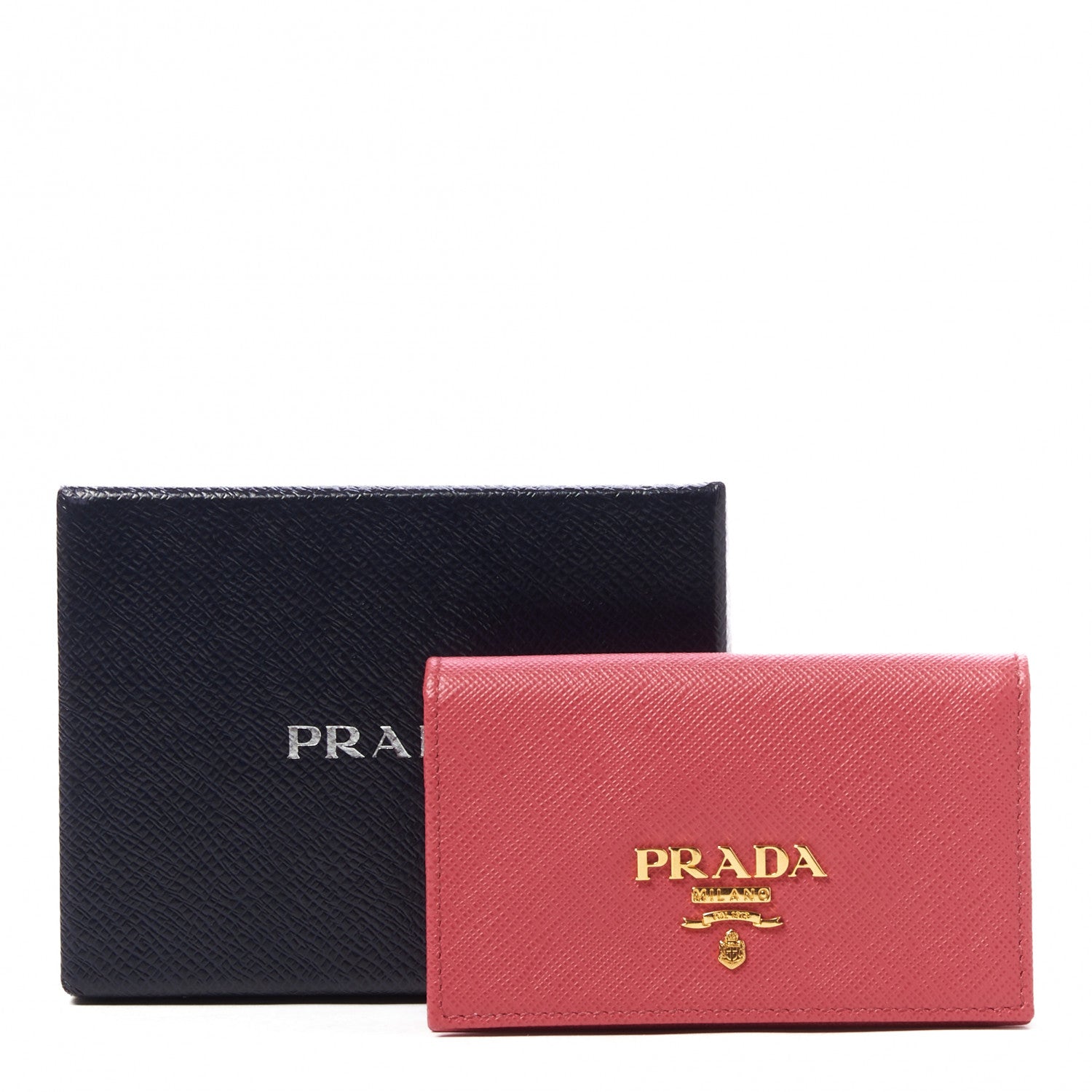 Prada Saffiano Metal Bi-Fold Card Holder Wallet Peonia 8 of 8