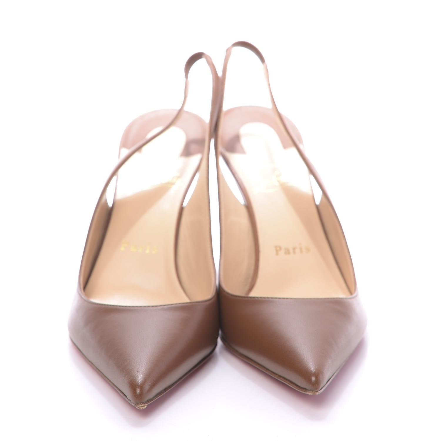 Christian Louboutin Nappa Clare Sling 80 Pumps 37 Cafe Creme 2 of 10