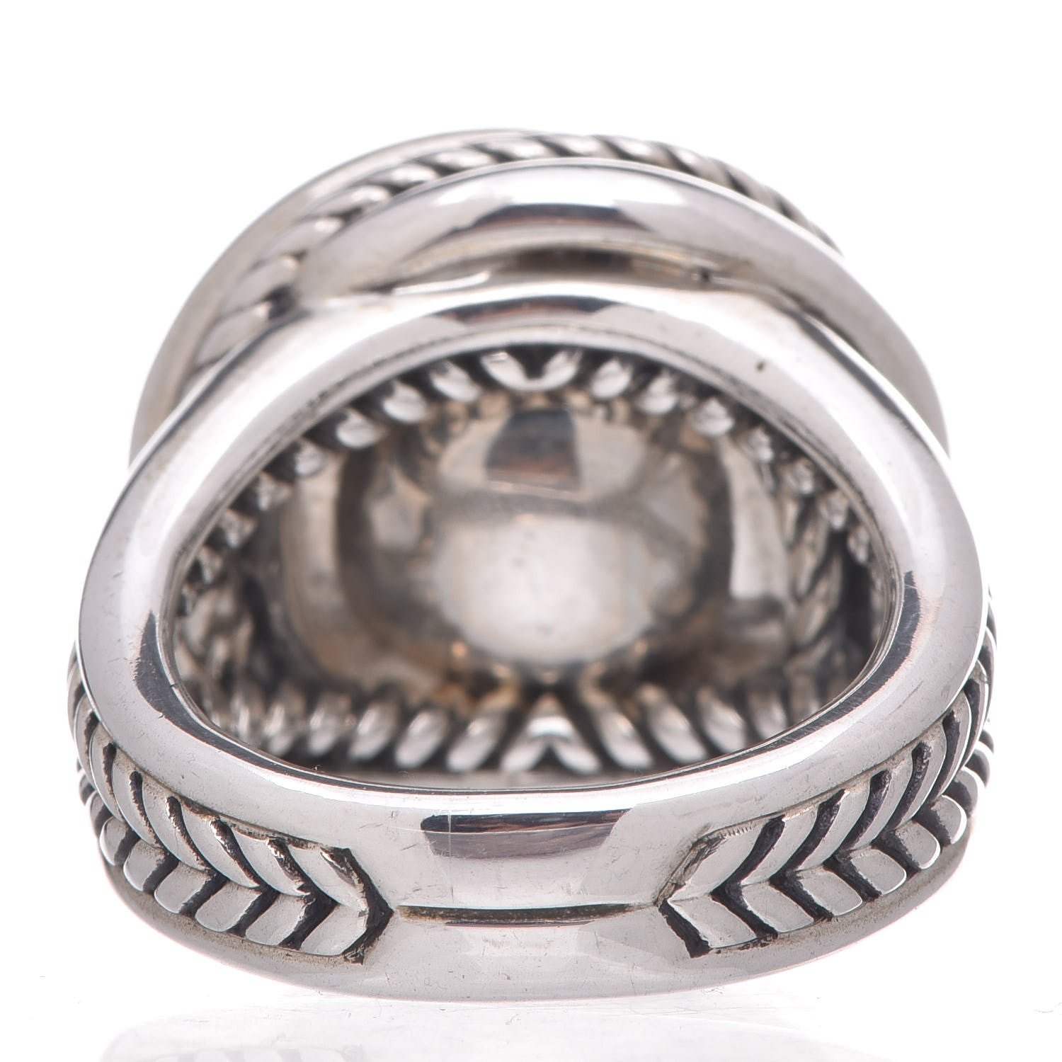 David Yurman Sterling Silver Diamond Pearl 10mm Crossover Ring 52 6 4 of 6