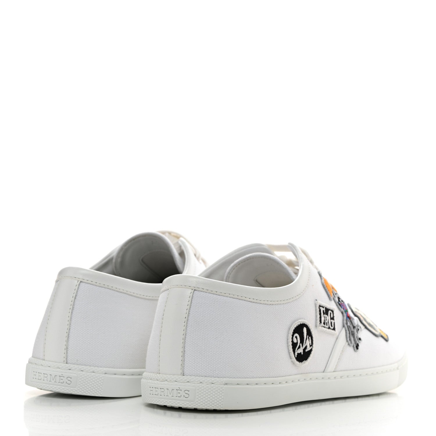 Hermes Canvas Embroidered Innocent Sneakers 41 White 4 of 8