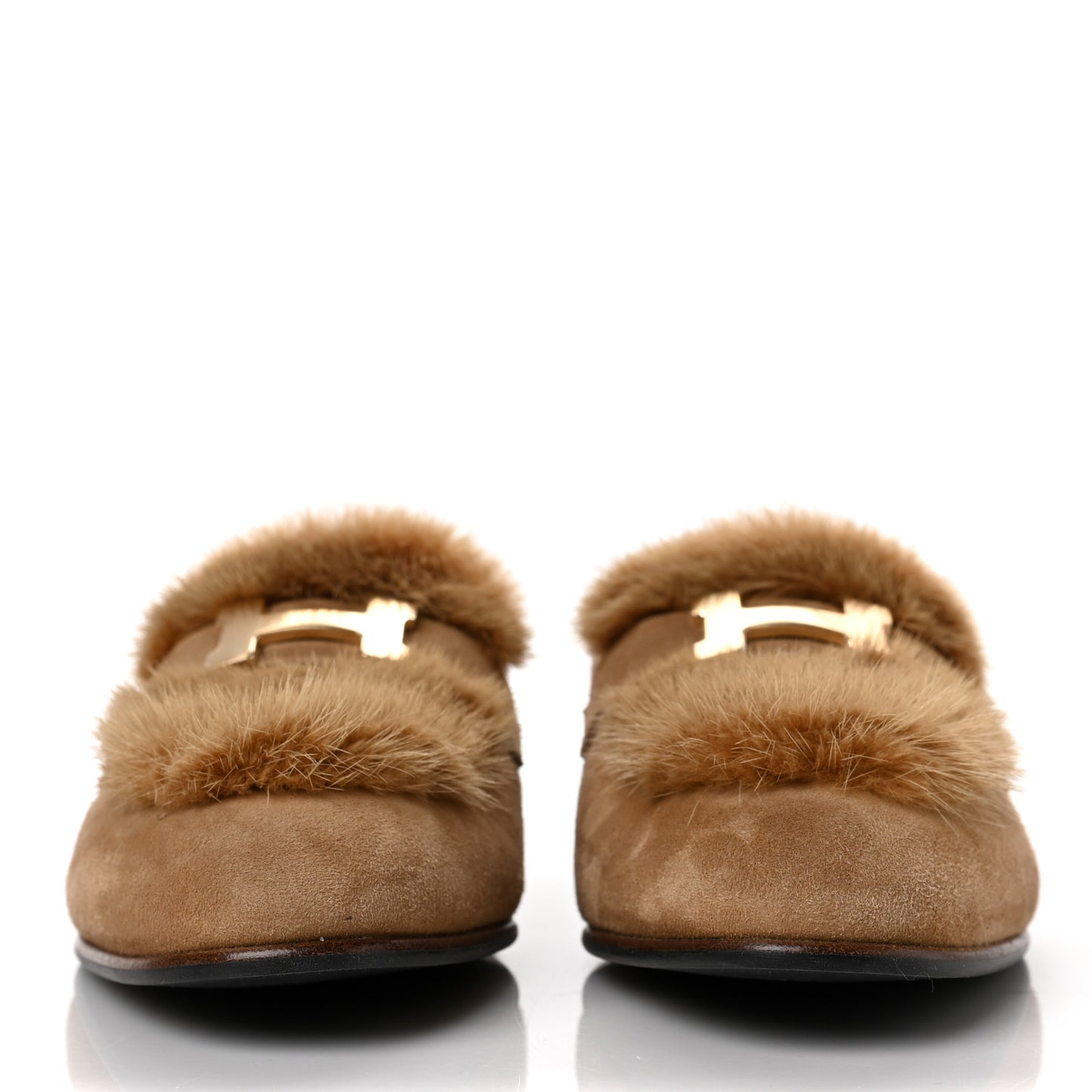 Mink Fur Suede Goatskin Paris Loafers 38 Marron Havane