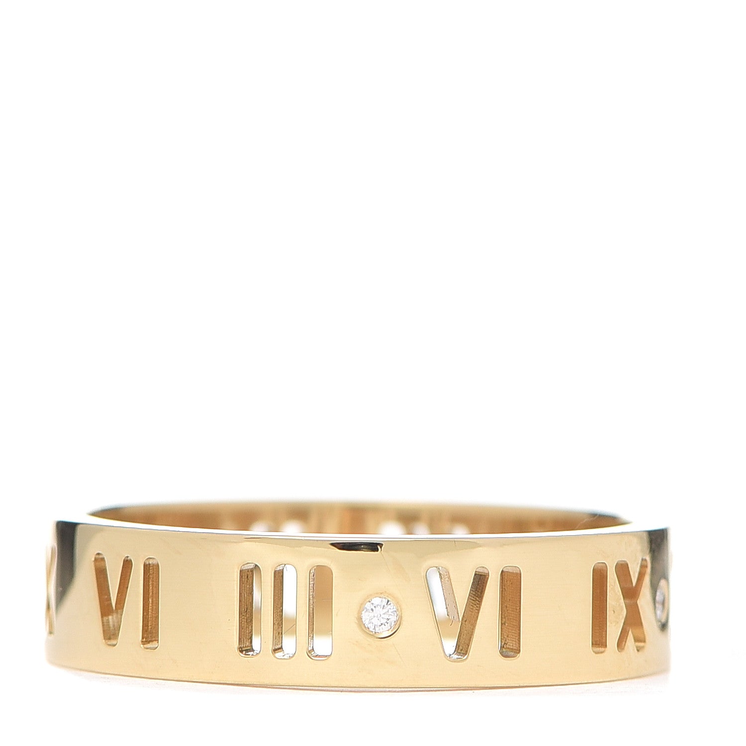 Tiffany 18K Yellow Gold Diamond Wide Atlas Pierced Ring 60 9.25 1 of 5