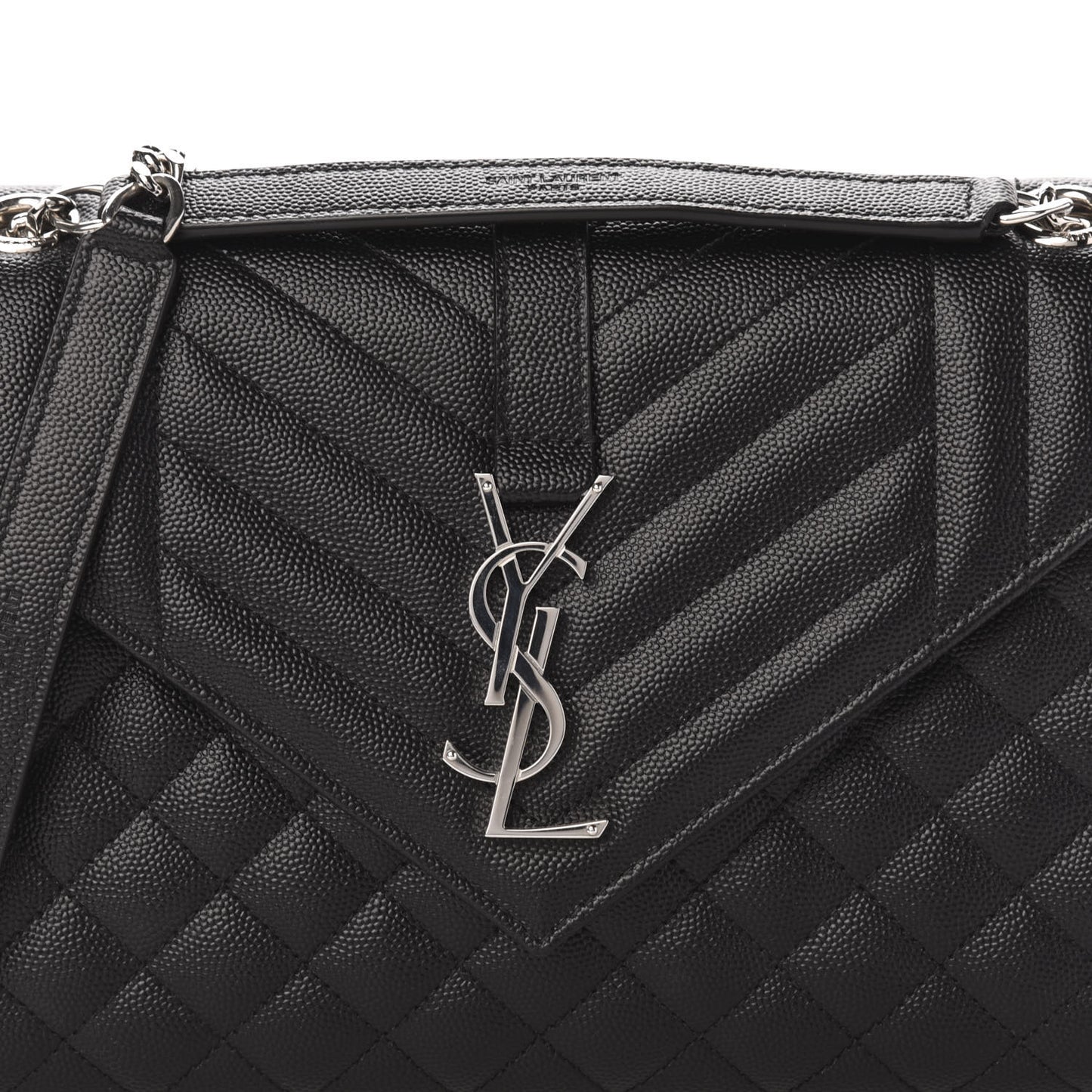 Grain De Poudre Textured Mixed Matelasse Triquilt Medium Monogram Satchel Black