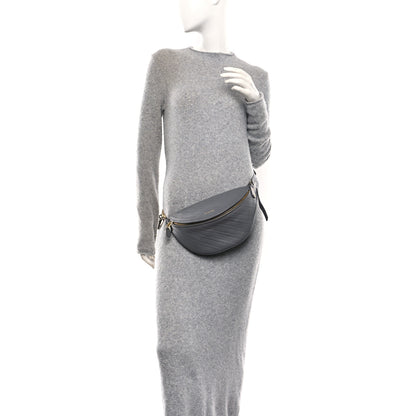 Balenciaga Shiny Goatskin Allover Logo Embossed XS Souvenir Belt Bag Gris 2 of 9