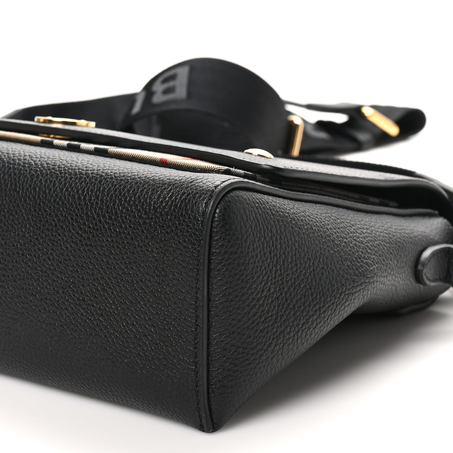 Grainy Calfskin Vintage Check Note Crossbody Bag Black