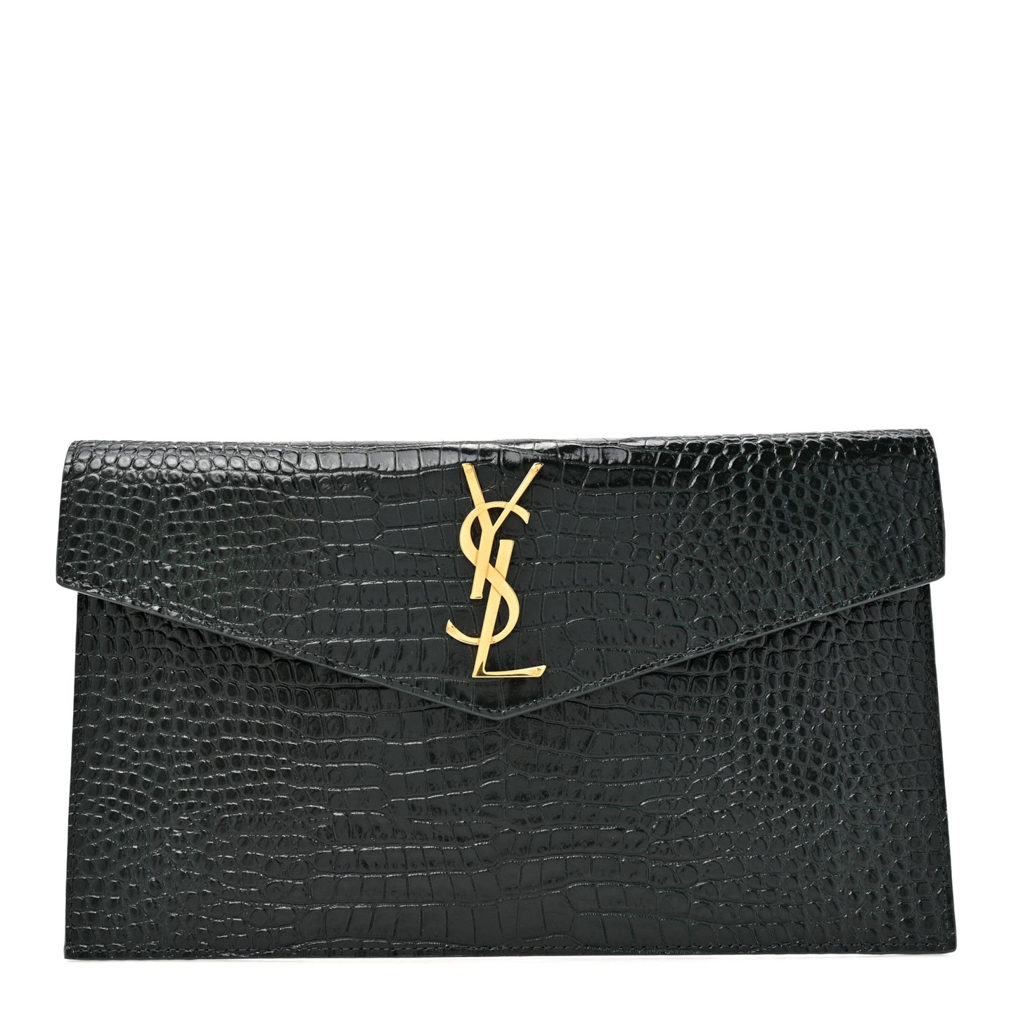 Calfskin Crocodile Embossed Uptown Monogram Pouch Mint