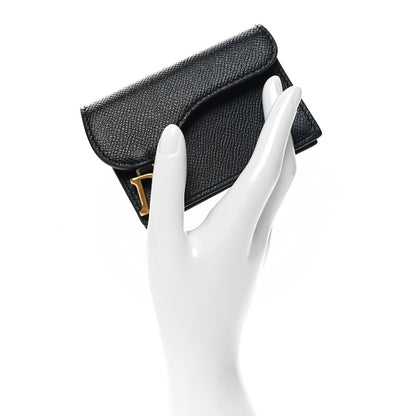 Christian Dior Grained Calfskin Saddle Card Holder Black 2 of 9