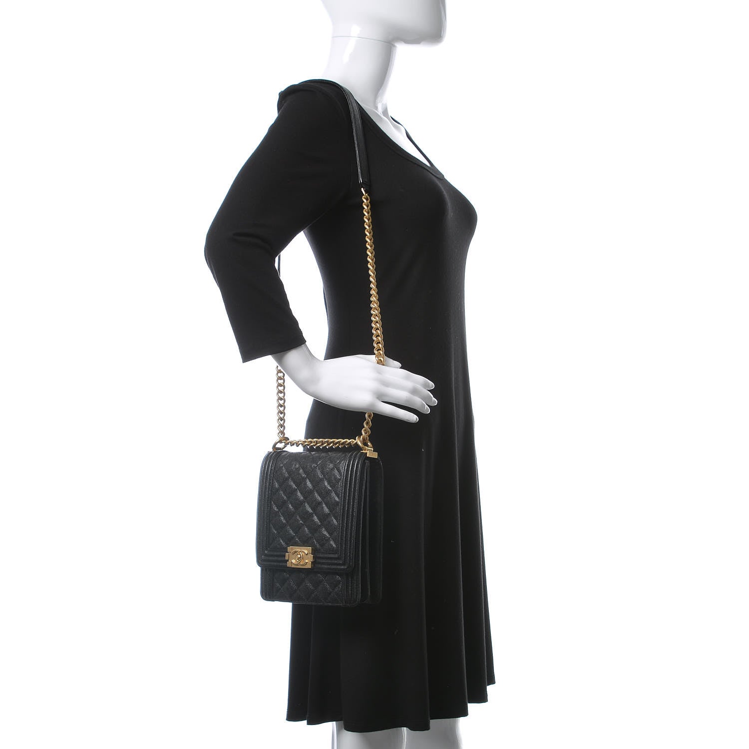 Chanel Caviar Quilted North South Boy Flap Black 2 of 9