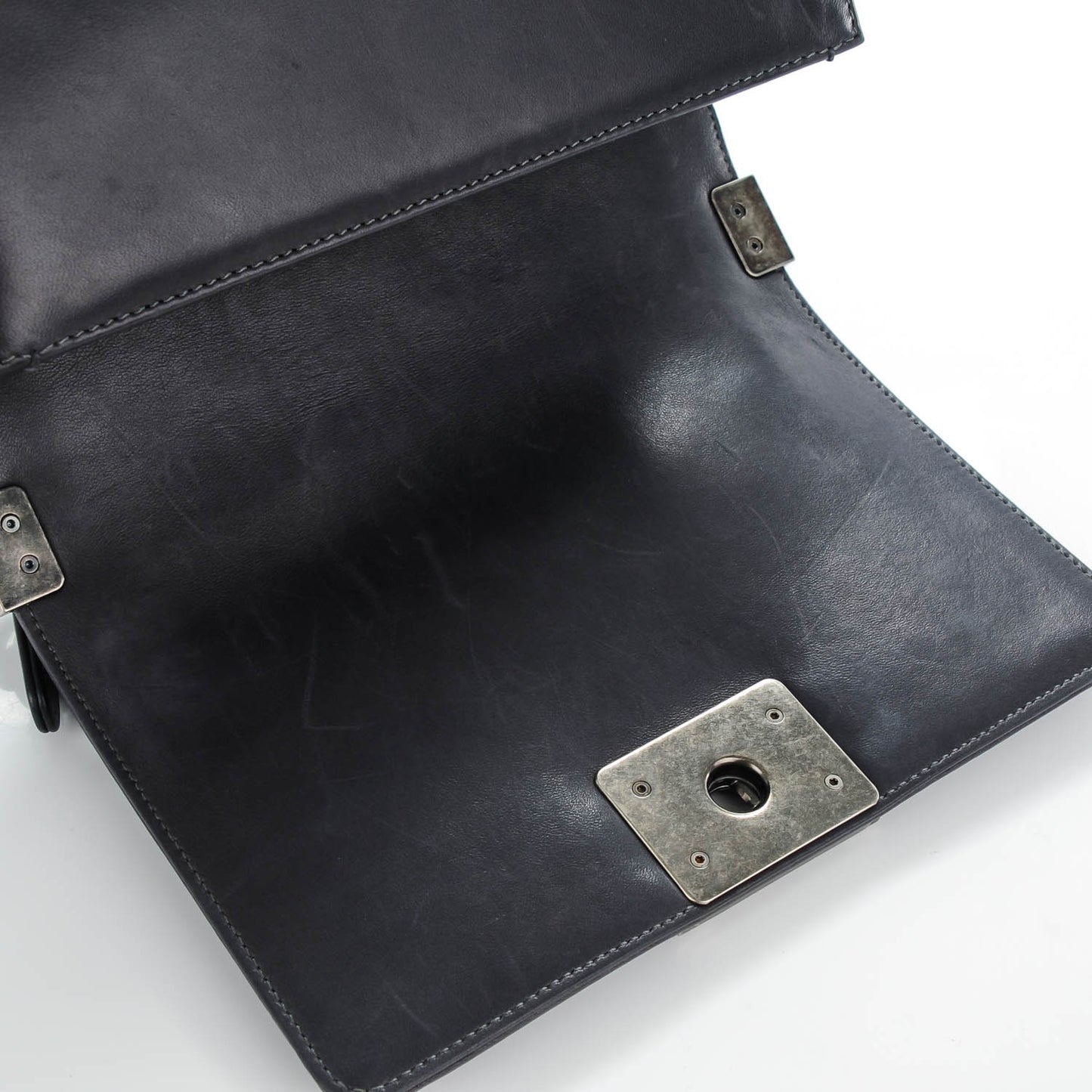 Lambskin Quilted Small Boy Flap Dark Grey