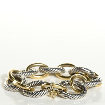 David Yurman Sterling Silver 18K Yellow Gold 17mm Extra Large Oval Link Bracelet 7 of 9