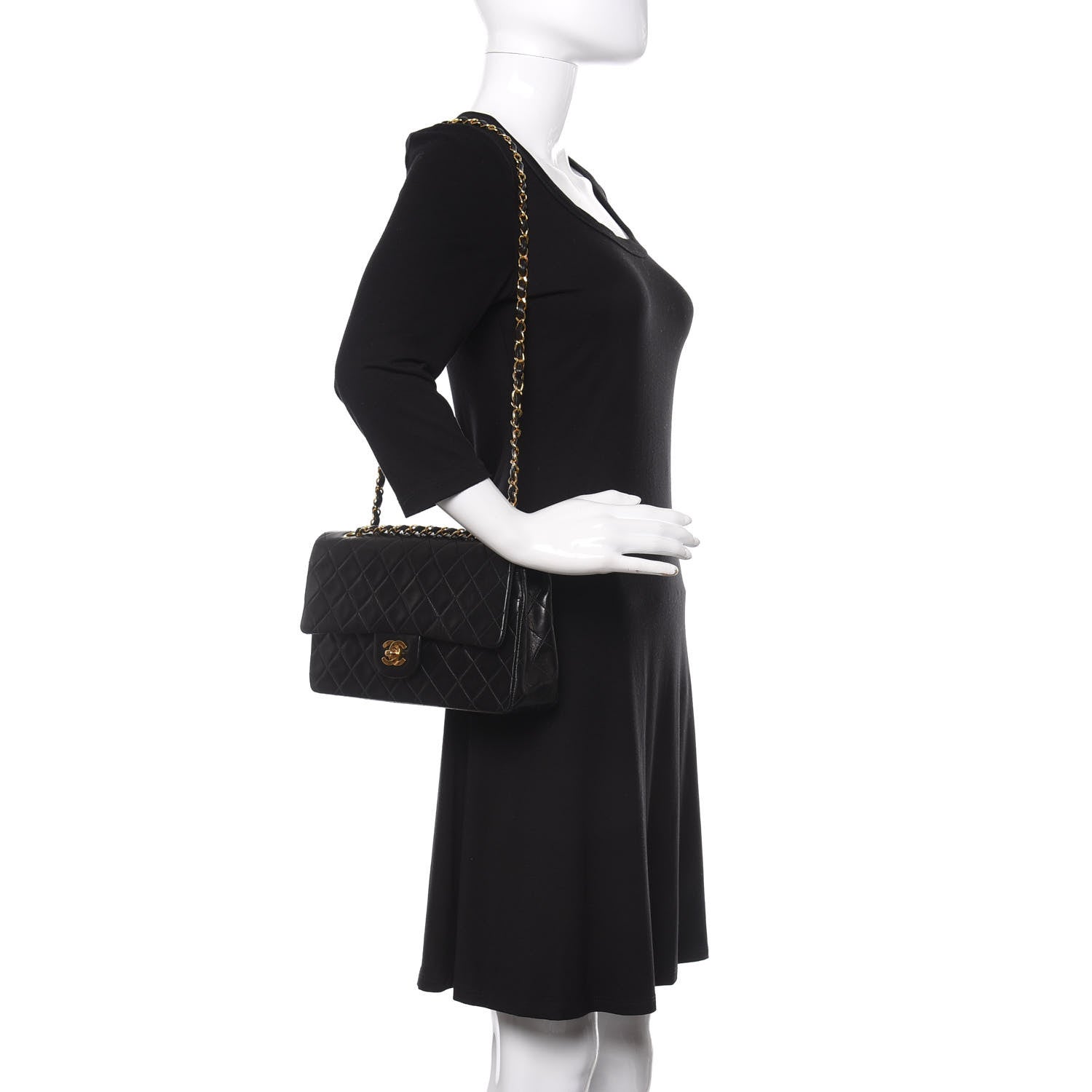 Chanel Lambskin Quilted Medium Double Flap Black 2 of 10