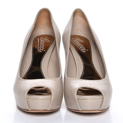 Gucci Lambskin Platform Peep Toe Pumps 36 Beige 2 of 10