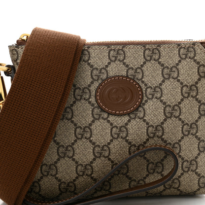 Gucci GG Supreme Monogram Azalea Calfskin Small Retro Interlocking G Wristlet Messenger Bag Beige Ebony Brown Sugar 8 of 11