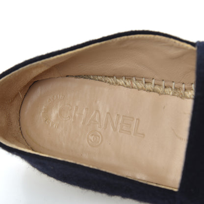 Chanel Velvet Tweed CC Espadrilles 38 Navy Grey 6 of 22