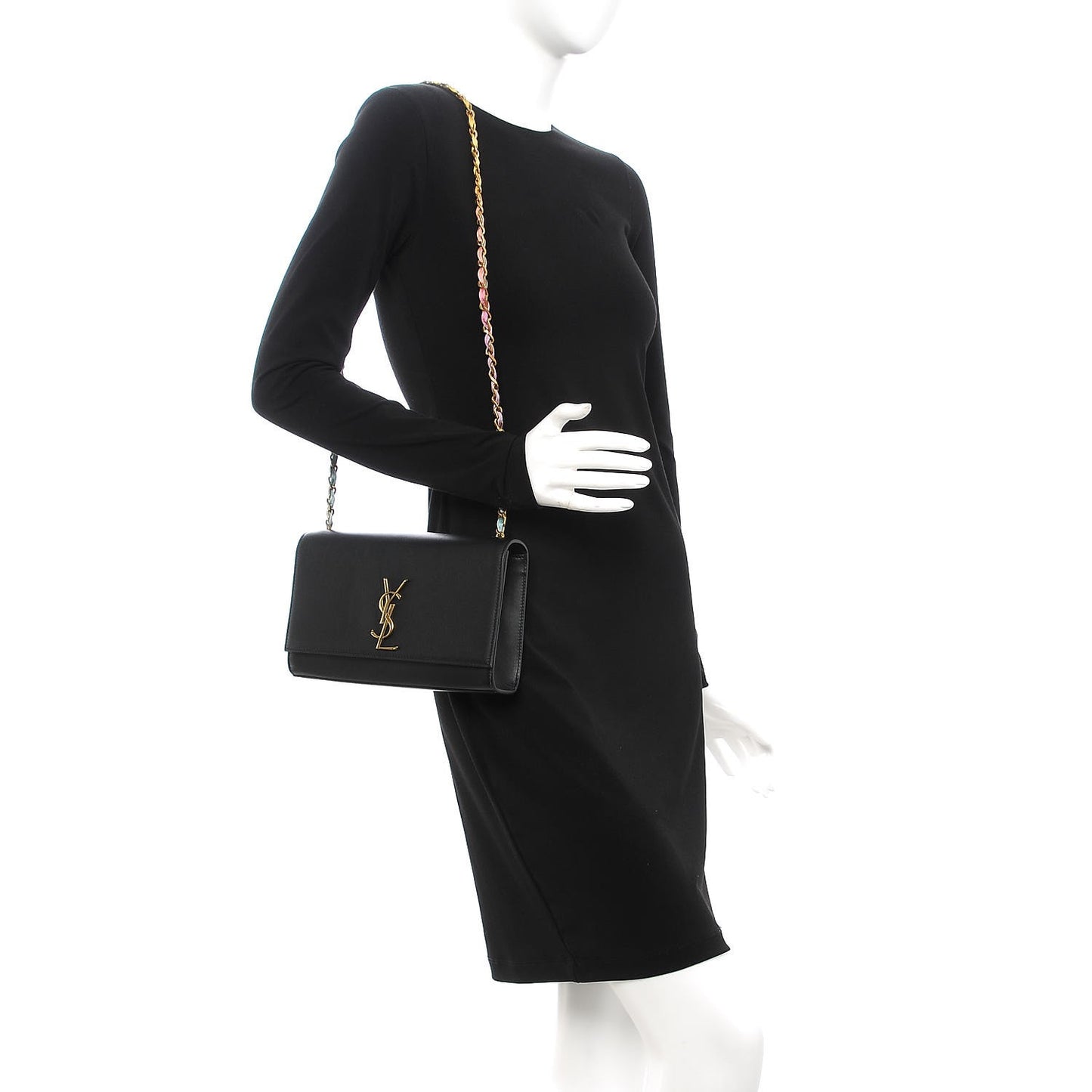 Calfskin Medium Monogram Kate Satchel Black Multicolor
