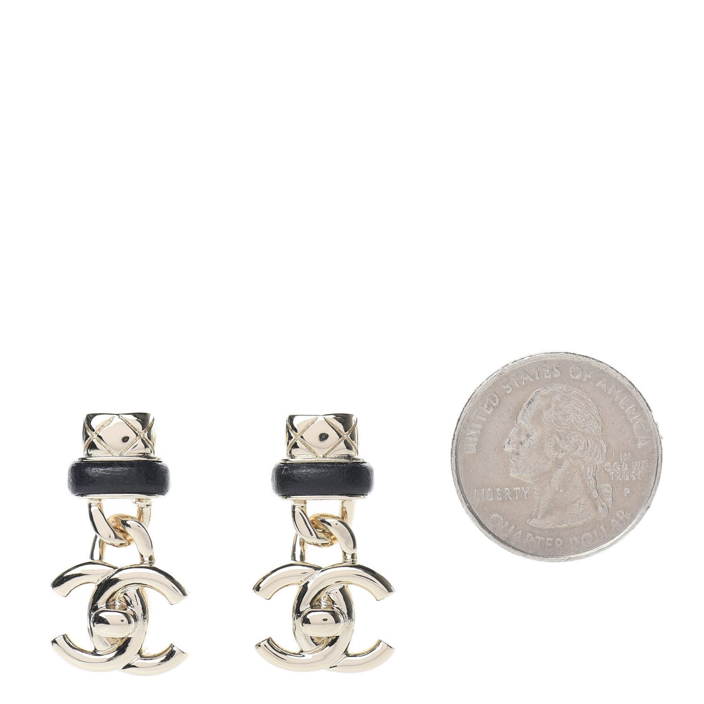 Lambskin CC Turnlock Drop Earrings Gold Black