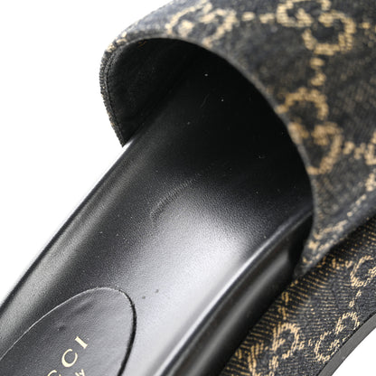 Gucci Jacquard Black Denim GG Monogram Angelina Platform 55mm Slide Sandals 38 Black Ivory 10 of 13
