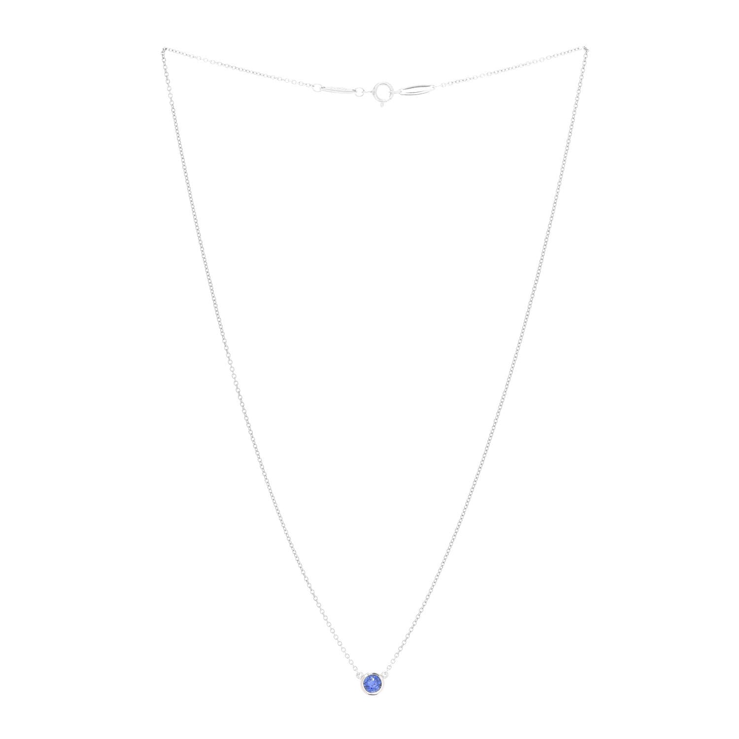 Tiffany Platinum Blue Sapphire .40ct Color by the Yard Necklace 3 of 5