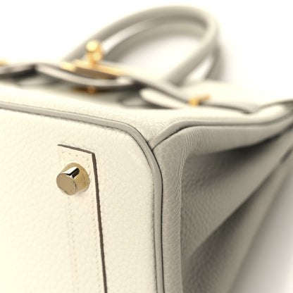 Hermes Togo Horseshoe Birkin 25 Craie Gris Tourterelle 10 of 13