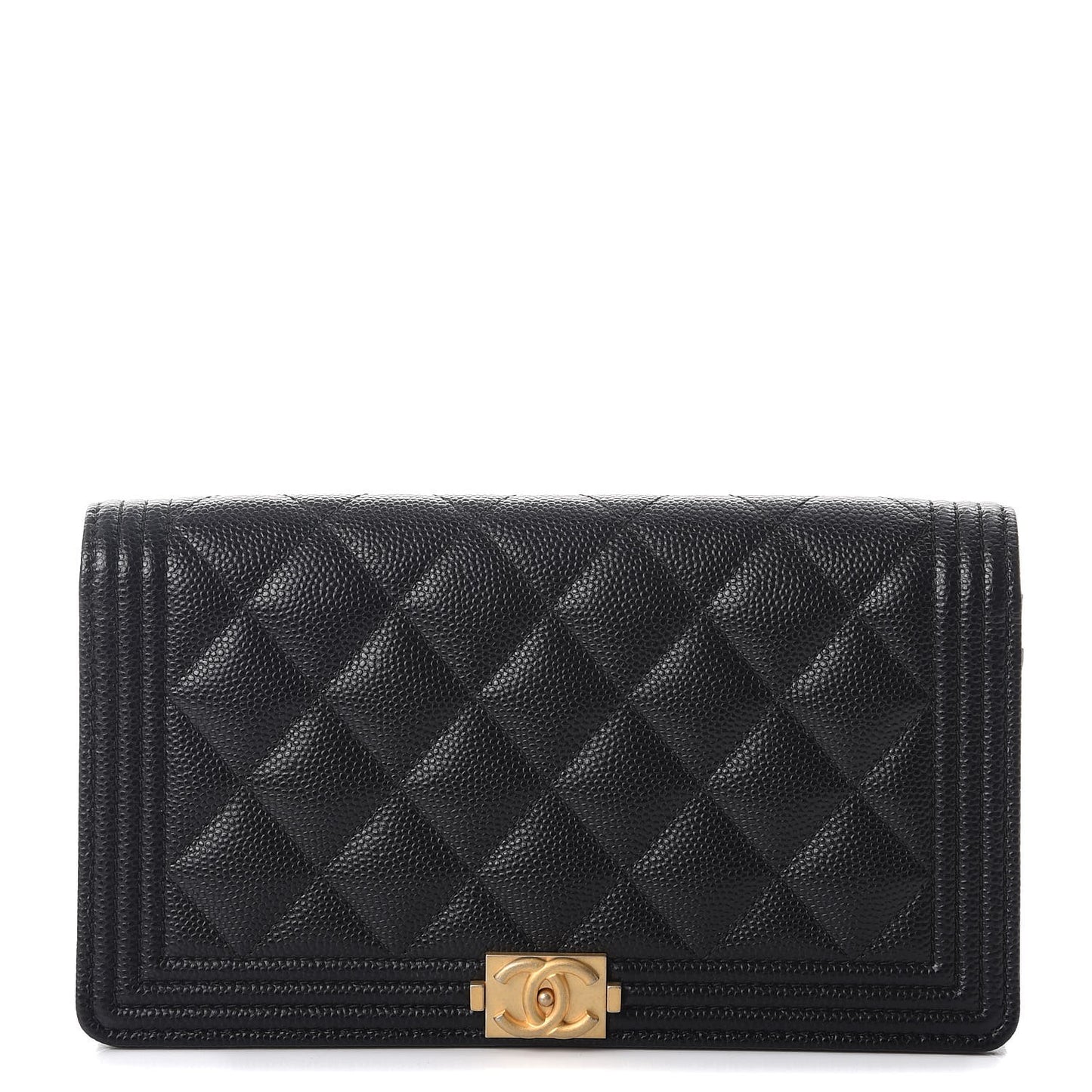 Caviar Quilted Boy Yen Wallet Black