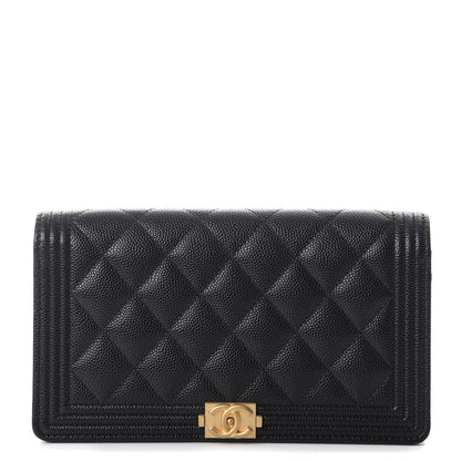 Chanel Caviar Quilted Boy Yen Wallet Black 1 of 9