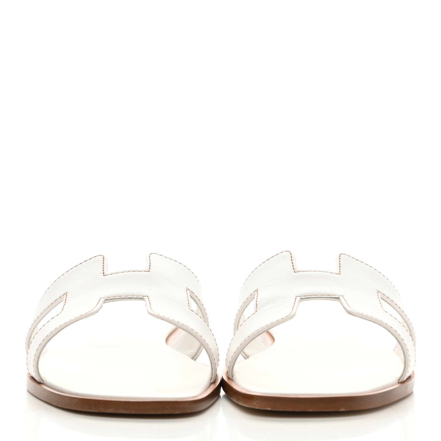 Hermes Box Calfskin Oran Sandals 37.5 White 2 of 8