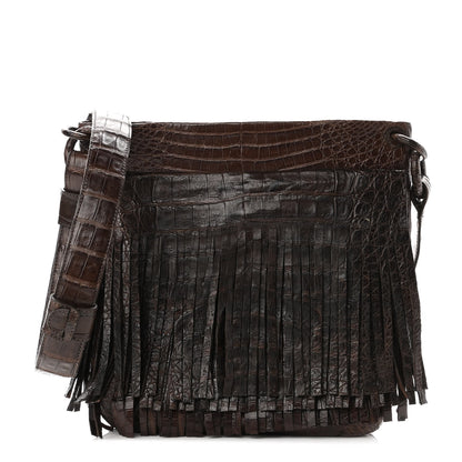 Nancy Gonzalez Crocodile Fringe Crossbody Clutch Brown 1 of 10