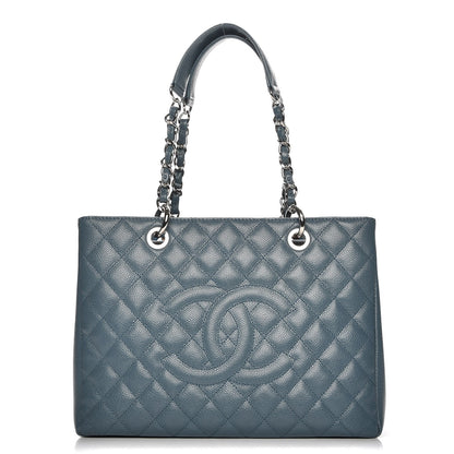 Chanel Caviar Quilted Grand Shopping Tote GST Blue 1 of 10
