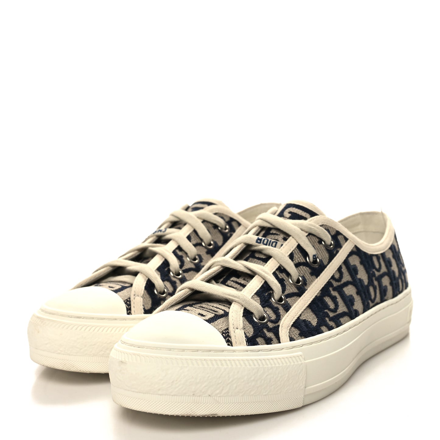Canvas Oblique Walk'N'Dior Low Top Sneakers 37.5 Deep Blue